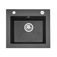 Kuchynský granitový drez REA WEST - 44 x 48,5 cm - metalický čierny