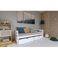 Detská posteľ z masívu borovice EGO so zásuvkami - 200x90 cm - biela