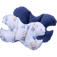 Obojstranné hniezdočko (kokon) pre bábätko - PREMIUM set 7v1 - Prechádzka v oblakoch s tmavomodrou minky