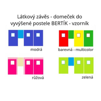 Látkový záves - domček do vyvýšenej postele BERTÍK - farebný (multicolor)