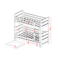 Detská poschodová posteľ z masívu borovice s prístelkou a šuplíky CYRIL - 200x90 cm - BIELA