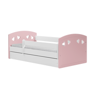 Detská srdiečková posteľ JULIE so zásuvkou - ružová 140x80 cm
