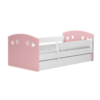 Detská srdiečková posteľ JULIE sa zásuvkou - ružová 140x80 cm