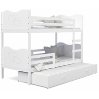 Detská poschodová posteľ s prístelkou MAX Q - 200x90 cm - srdiečka