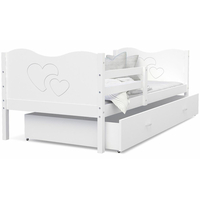 Detská posteľ so zásuvkou MAX S - 200x90 cm - biela - srdiečka
