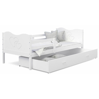 Detská posteľ so zásuvkou MAX S - 200x90 cm - biela - srdiečka
