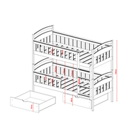 Detská poschodová posteľ z masívu HENRY so šuplíkmi 200x90 cm - biela