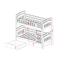 Detská poschodová posteľ z masívu borovice so šuplíkmi IGOREK - 200x90 cm - BIELA