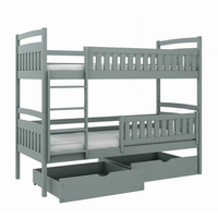 Detská poschodová posteľ z masívu IGOREK so šuplíkmi - 200x90 cm - BIELA