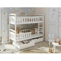 Detská poschodová posteľ z masívu HENRY so šuplíkmi 200x90 cm - biela