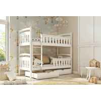 Detská poschodová posteľ z masívu HENRY so šuplíkmi 200x90 cm - biela