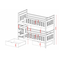 Detská poschodová posteľ z masívu MARIE so šuplíkmi 200x90 cm - biela