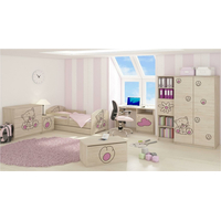 Detská posteľ bez šuplíka s výrezom MAČIČKA - ružová 140x70 cm + matrac ZADARMO - NÓRSKA BOROVICA - 2x krátka zábrana
