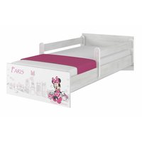 Detská posteľ MAX bez šuplíka Disney - MINNIE PARIS 180x90 cm NÓRSKA BOROVICA - 2x krátka zábrana