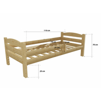 Detská posteľ z MASÍVU 200x90cm SO ŠUPLIKMI - DP005 - morenie dub