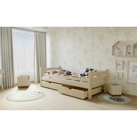 Detská posteľ z MASÍVU 200x90cm SO ŠUPLIKMI - DP005 - morenie dub