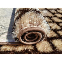 Kusový koberec SHAGGY NEVADA - mriežka - béžový 160x220 cm