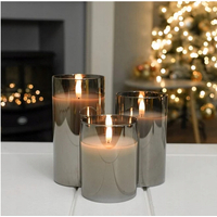 LED sviečka v skle - 12x7.5 cm - teplá biela