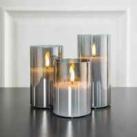 LED sviečka v skle - 12x7.5 cm - teplá biela