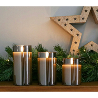 LED sviečka v skle - 12x7.5 cm - teplá biela