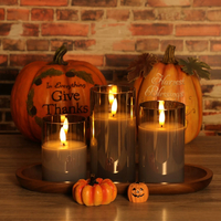 LED sviečka v skle - 12x7.5 cm - teplá biela