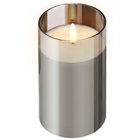 LED sviečka v skle - 12x7.5 cm - teplá biela