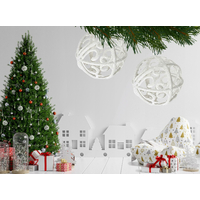 Vianočné závesné banky na stromček - priehľadné pletence - 6 ks - biele