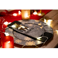 Vianočný obal na príbory - 4 ks - šedé - ornamenty