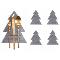 Vianočný obal na príbory - 4 ks - šedé - stromčeky