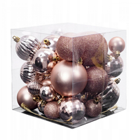 Vianočné závesné banky na stromček - 3 veľkosti - 6 druhov - 36 ks - rose gold