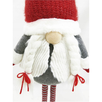 Vianočný škriatok s vrkôčiky 130 cm - šedý - výškovo nastaviteľný