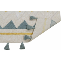 Ručne tkaný kusový koberec Azteca Natural-Vintage Blue