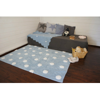 Ručne tkaný kusový koberec Polka Dots Blue-White