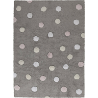 Ručne tkaný kusový koberec Tricolor Polka Dots Grey-Pink