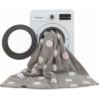 Ručne tkaný kusový koberec Tricolor Polka Dots Grey-Pink