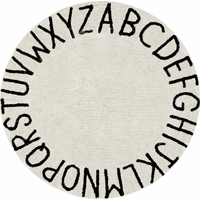 Ručne tkaný kusový koberec Round ABC Natural-Black