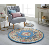 Ručne všívaný kusový koberec Lotus premium Blue circle