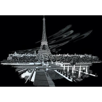 Strieborný škrabací obrázok Eiffelova veža - veľký