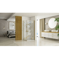 Sprchovací kút REA HUGO DOUBLE 100x100 cm - brúsený zlatý