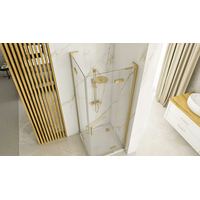 Sprchovací kút REA HUGO DOUBLE 100x100 cm - brúsený zlatý