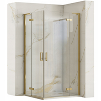 Sprchový kút REA HUGO DOUBLE 90x90 cm - brúsený zlatý