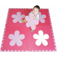 Penový BABY koberec s okrajmi - ružová, červená