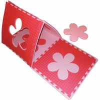 Penový BABY koberec s okrajmi - ružová, červená