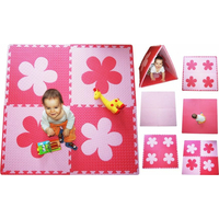 Penový BABY koberec s okrajmi - ružová, červená