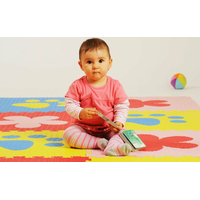 Penový BABY koberec s okrajmi - ružová, červená