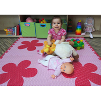 Penový BABY koberec s okrajmi - ružová, červená