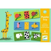 DJECO Puzzle Trio Nahaté zvieratká 8x3 dielikov