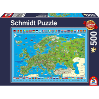 SCHMIDT Puzzle Ilustrovaná mapa Európy 500 dielikov