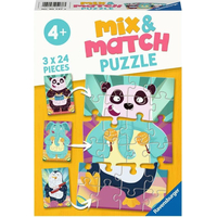 RAVENSBURGER Puzzle Mix&Match: Legrační zvieratká 3x24 dielikov