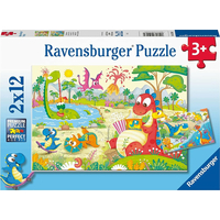 RAVENSBURGER Puzzle Obľúbení dinosaury 2x12 dielikov